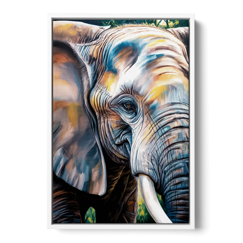 Captivating Elephant Eye Close-Up Front - White Canvas Wall Art
