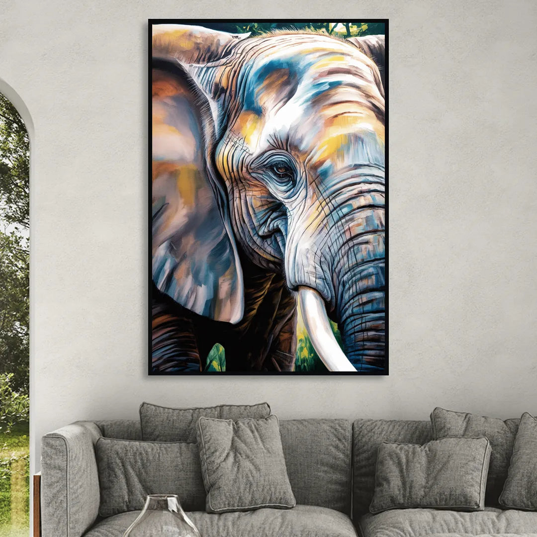 Captivating Elephant Eye Close-Up Living Room - Black Canvas Wall Art
