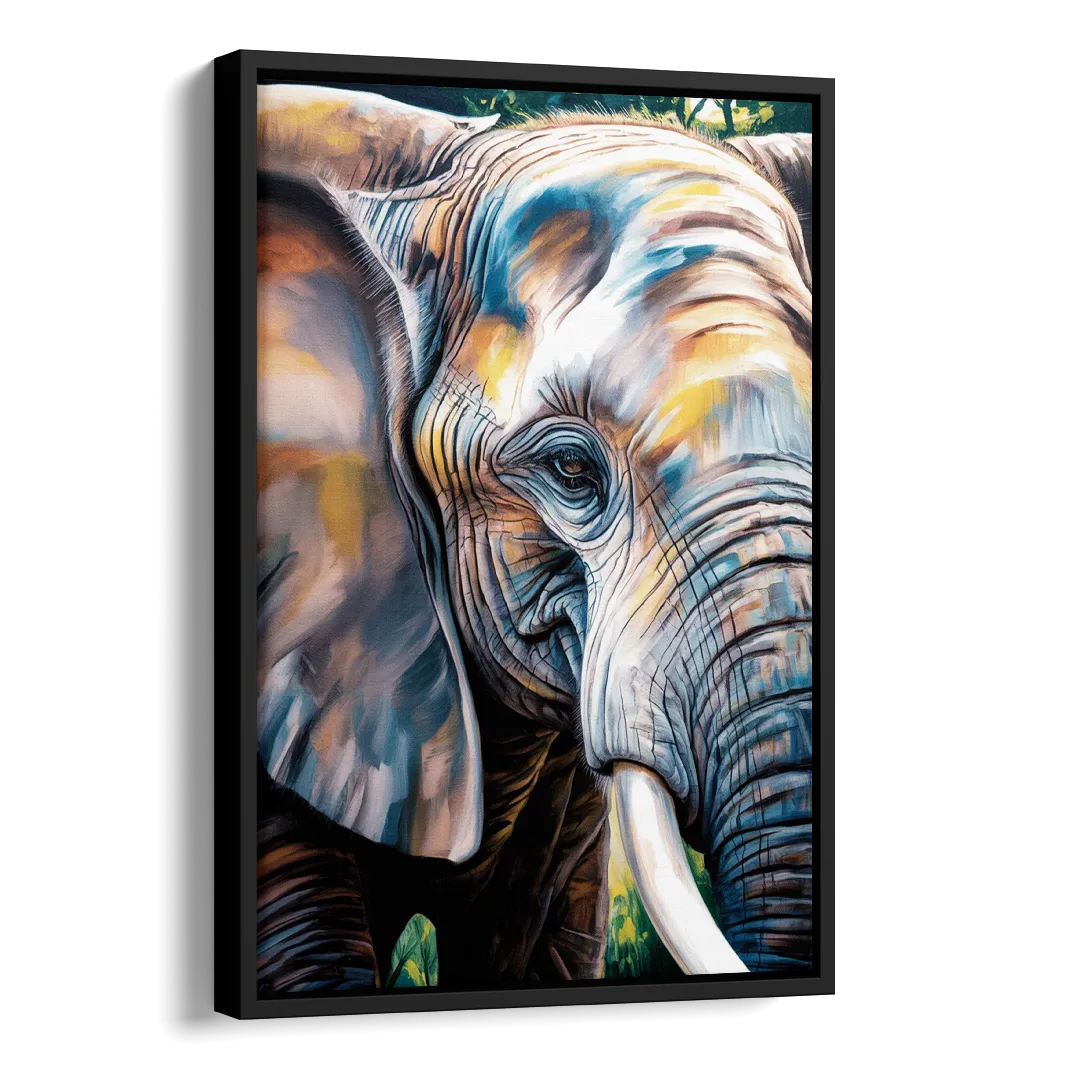 Captivating Elephant Eye Close-Up Side - Black Canvas Wall Art