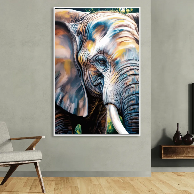 Captivating Elephant Eye Close-Up Sitting Room - White Canvas Wall Art