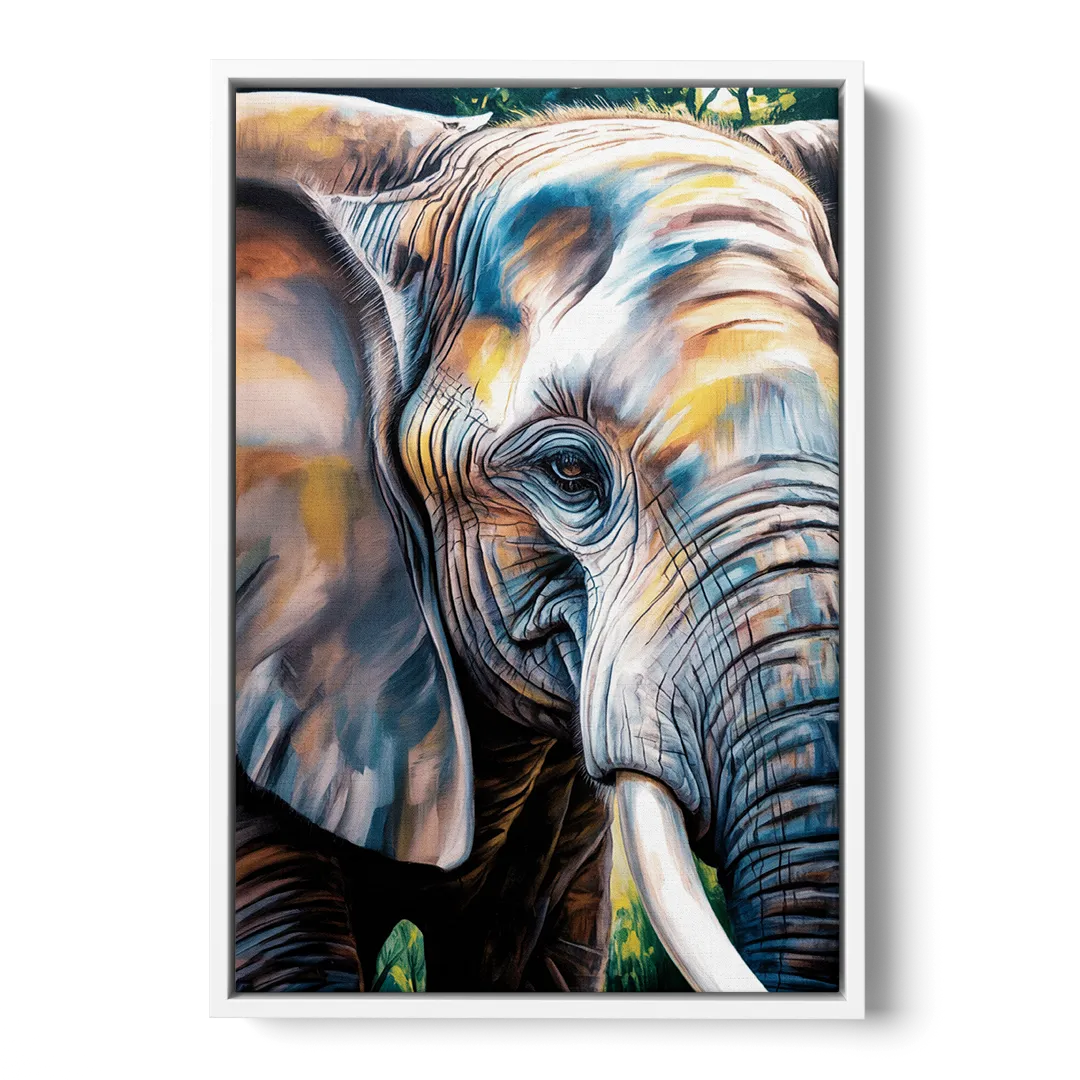Captivating Elephant Eye Close-Up - White Frame Canvas