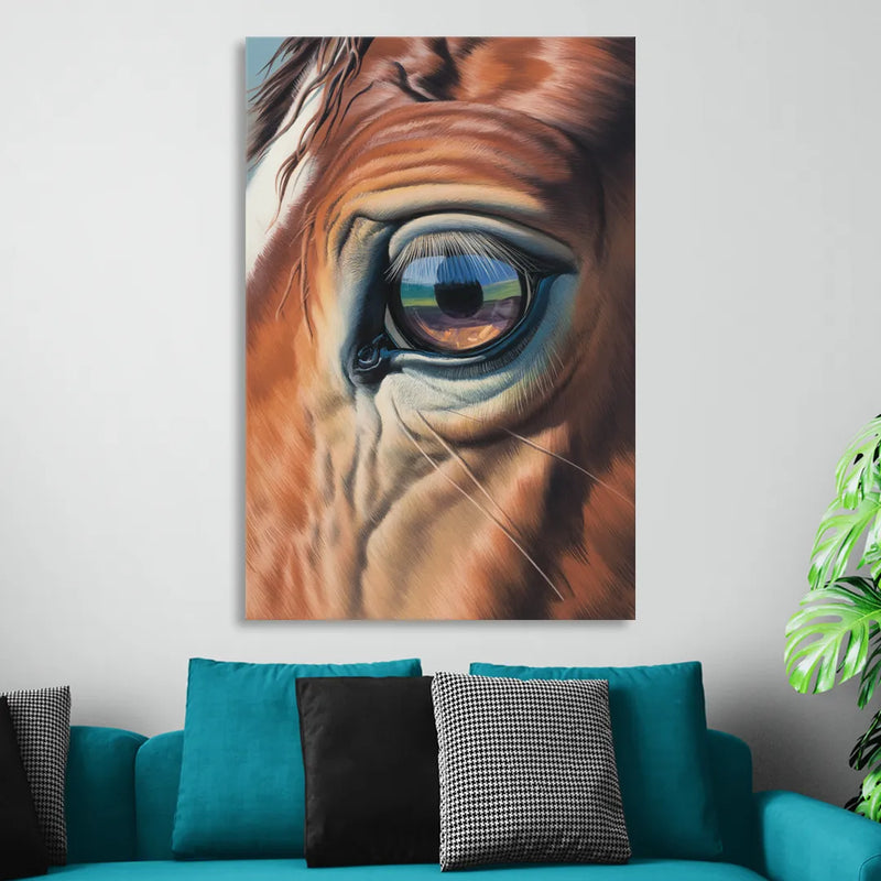 Captivating Horse Eye Close-Up Sitting Room - Canvas Wall Art