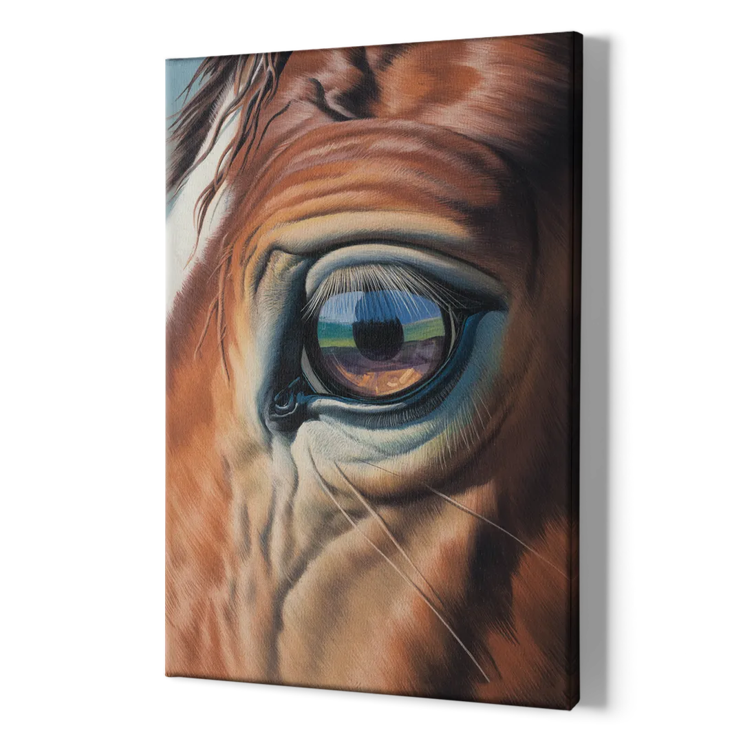 Captivating Horse Eye Close-Up - Canvas Print Art Sides