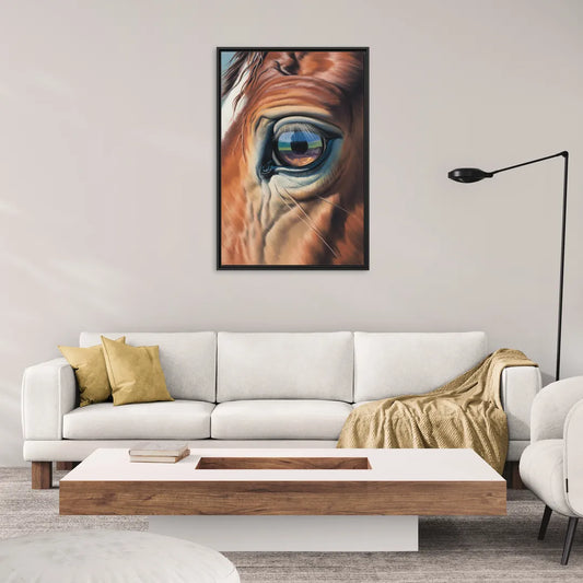 Captivating Horse Eye Close-Up - Living Room Black Frame Canvas