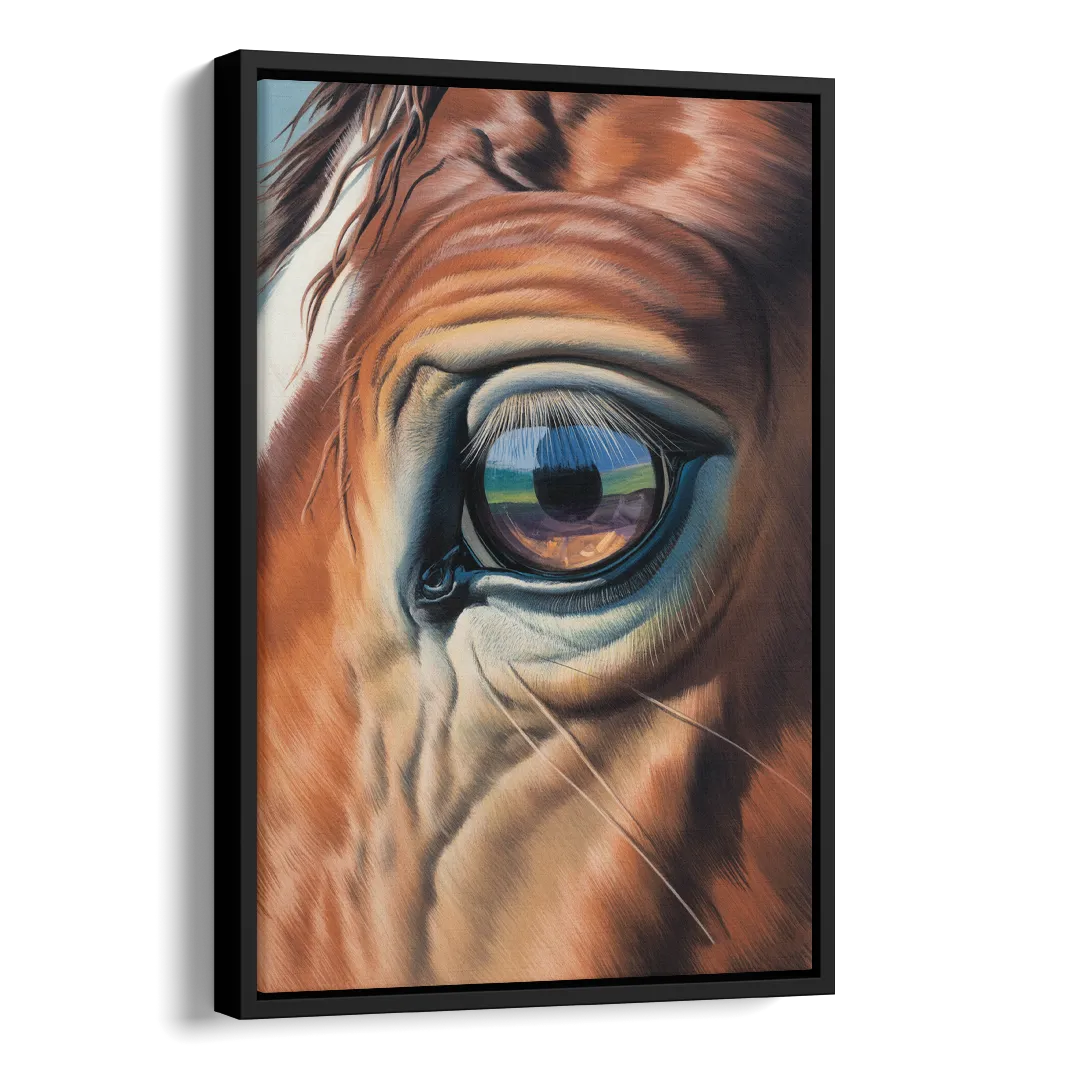 Captivating Horse Eye Close-Up Side - Black Canvas Wall Art