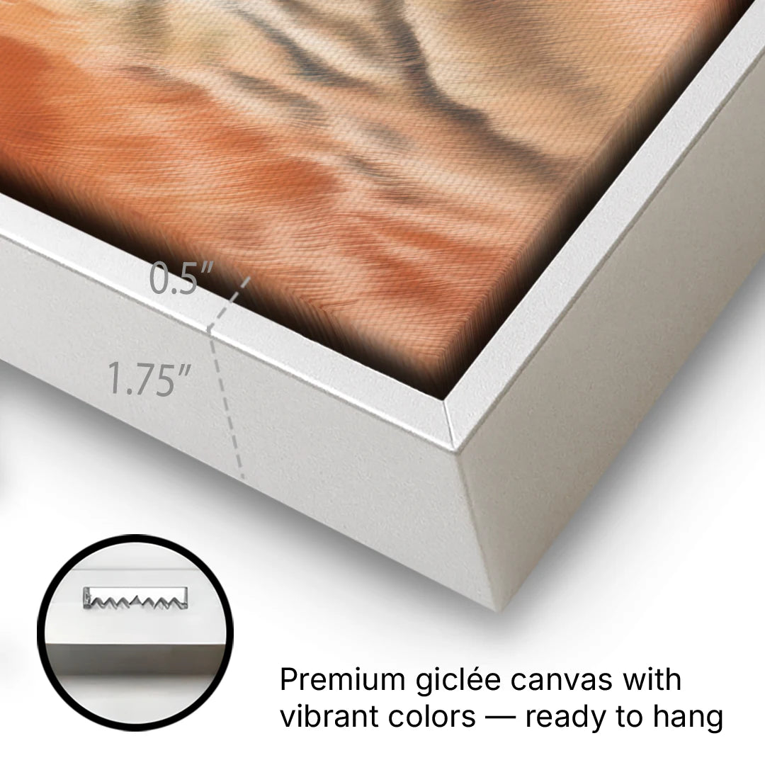 Captivating Horse Eye Close-Up - White Framed Canvas Wall Art - Gallery Wrap Corner