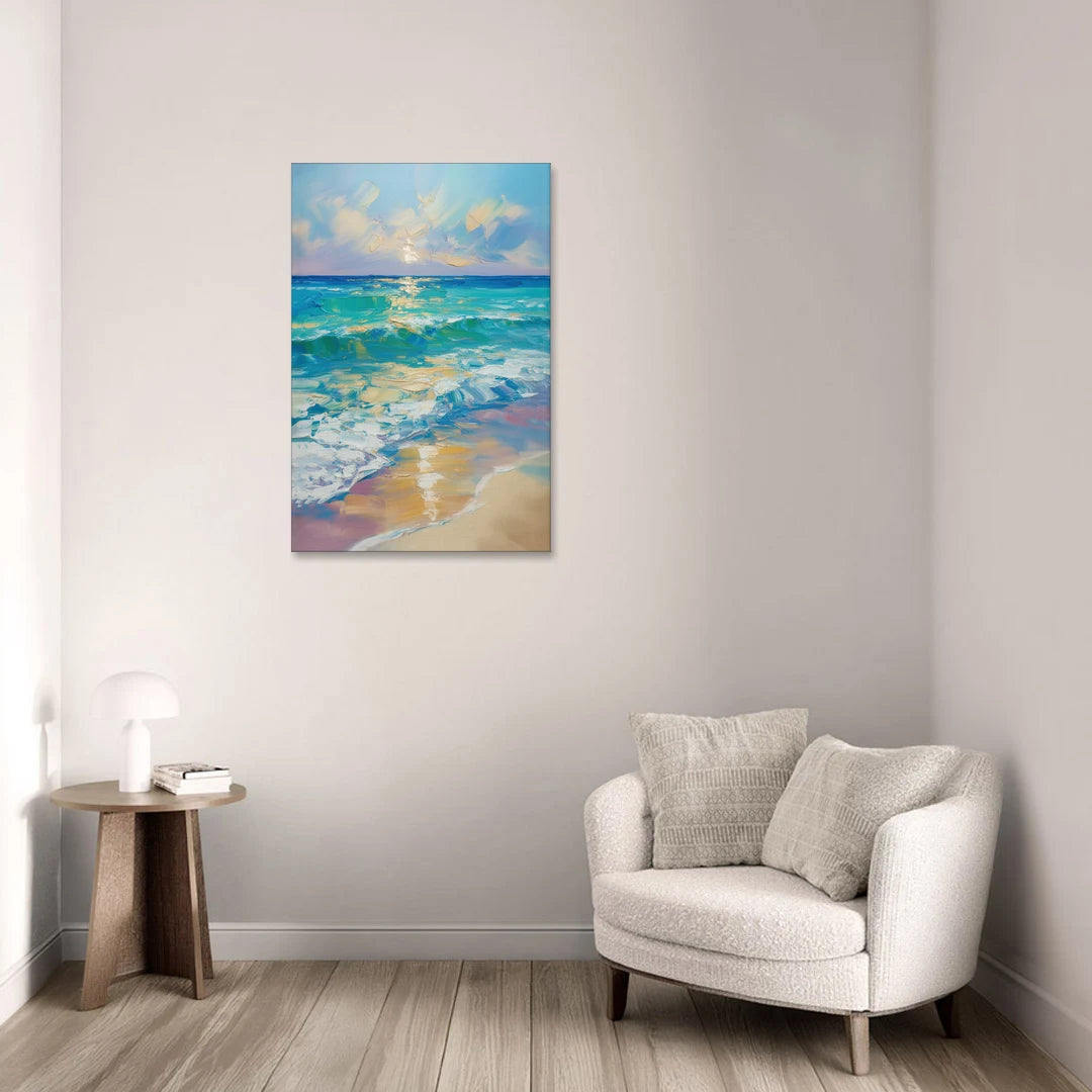 Caribbean Turquoise Gradient - Canvas Wall Art - Sofa - 24x36