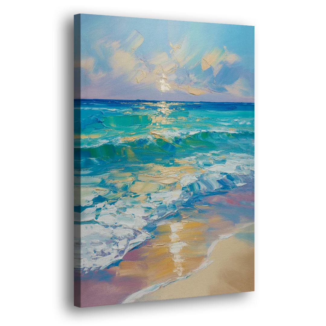 Caribbean Turquoise Gradient Side - Canvas Wall Art