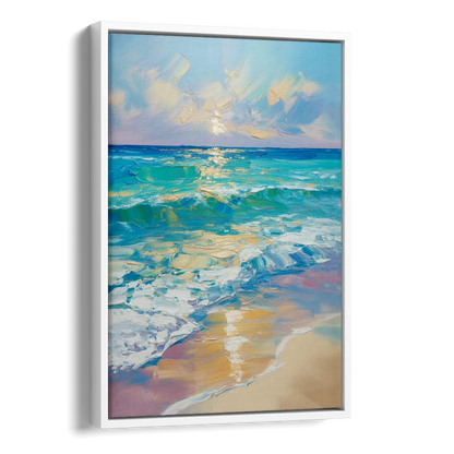 Caribbean Turquoise Gradient Side - White Canvas Wall Art