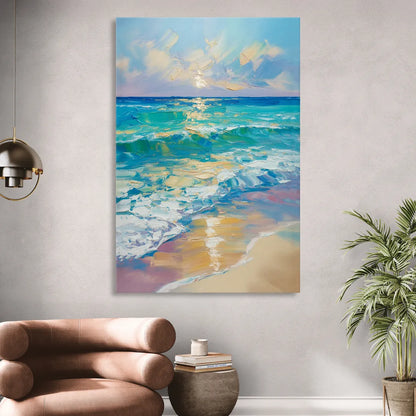 Caribbean Turquoise Gradient Living Room - Canvas Wall Art