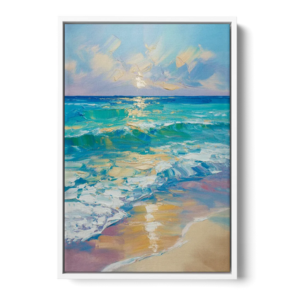 Caribbean Turquoise Gradient Front - White Canvas Wall Art