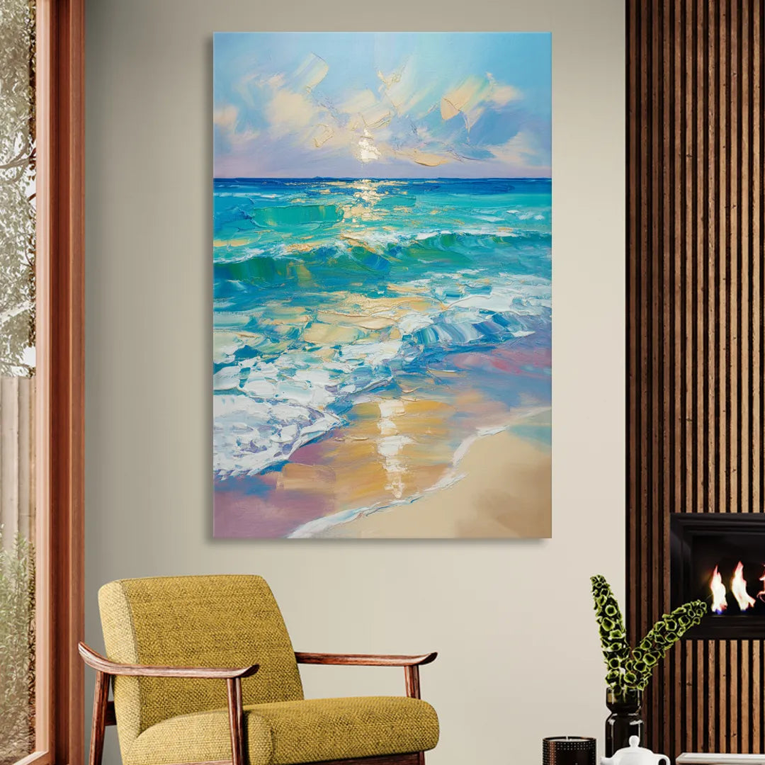 Caribbean Turquoise Gradient Sitting Room - Canvas Wall Art