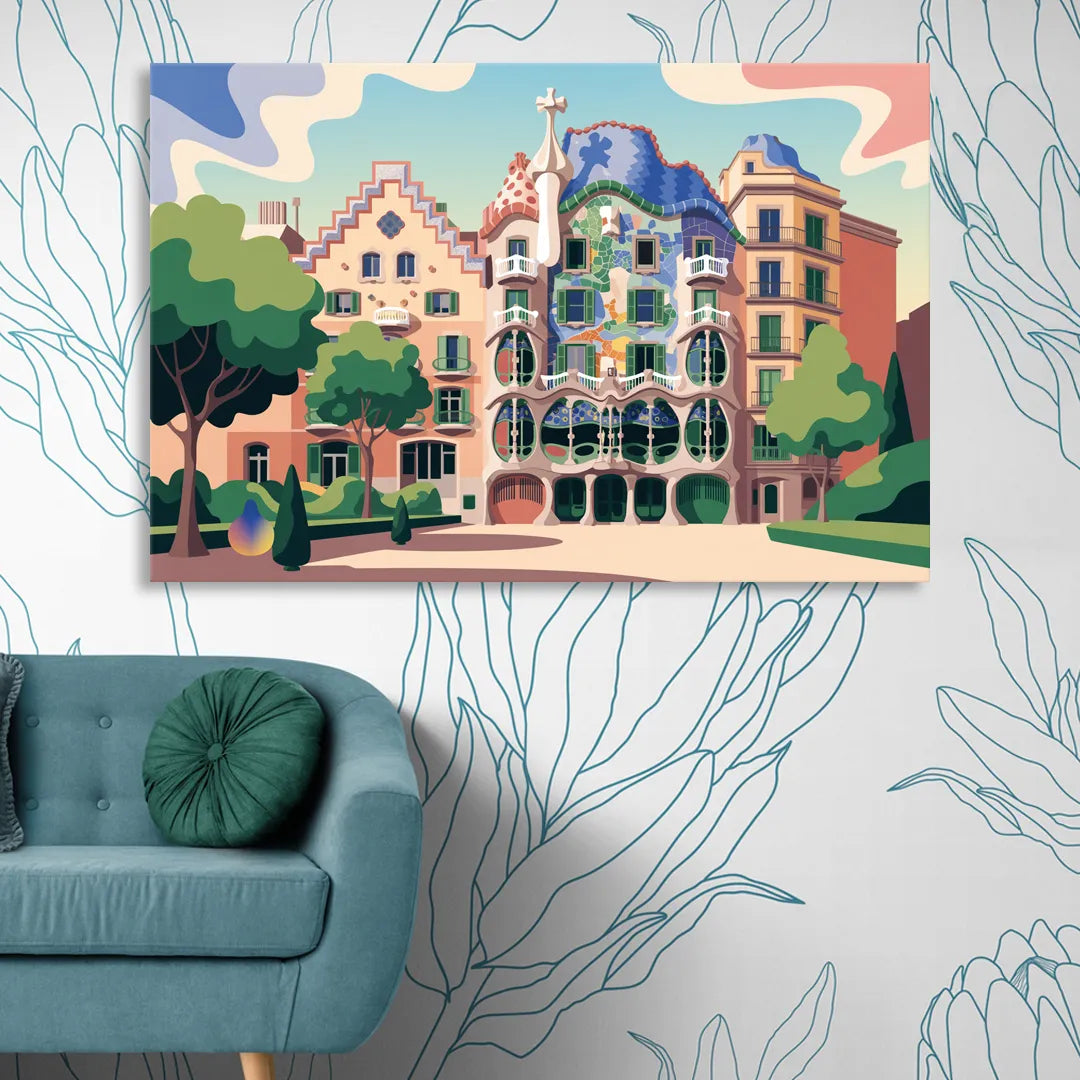 Casa Batllo Whimsy Sitting Room - Canvas Wall Art