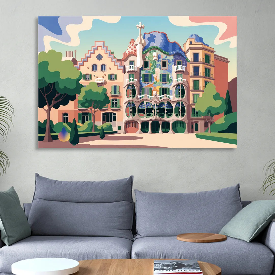 Casa Batllo Whimsy Living Room - Canvas Wall Art