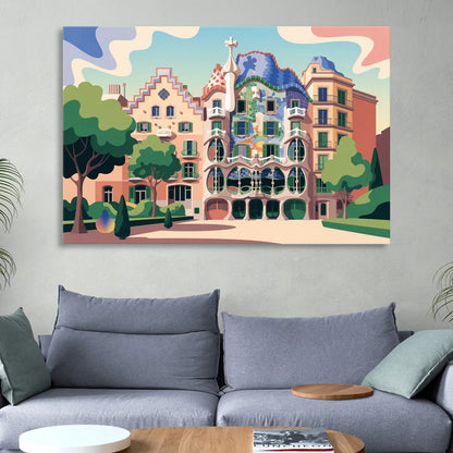 Casa Batllo Whimsy Living Room - Canvas Wall Art