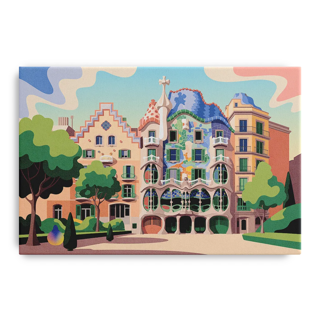 Casa Batllo Whimsy Front - Canvas Wall Art