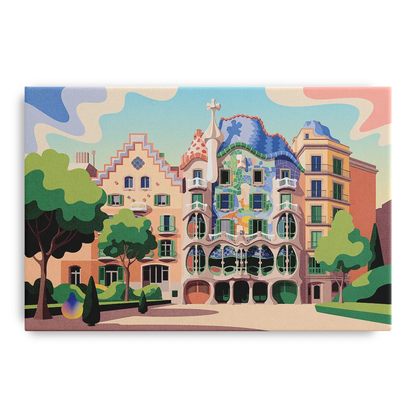 Casa Batllo Whimsy Front - Canvas Wall Art