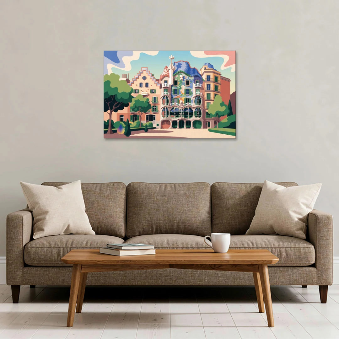Casa Batllo Whimsy - Canvas Wall Art - Sofa - 36x24