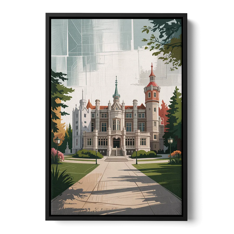 Casa Loma Historic View Front - Black Canvas Wall Art