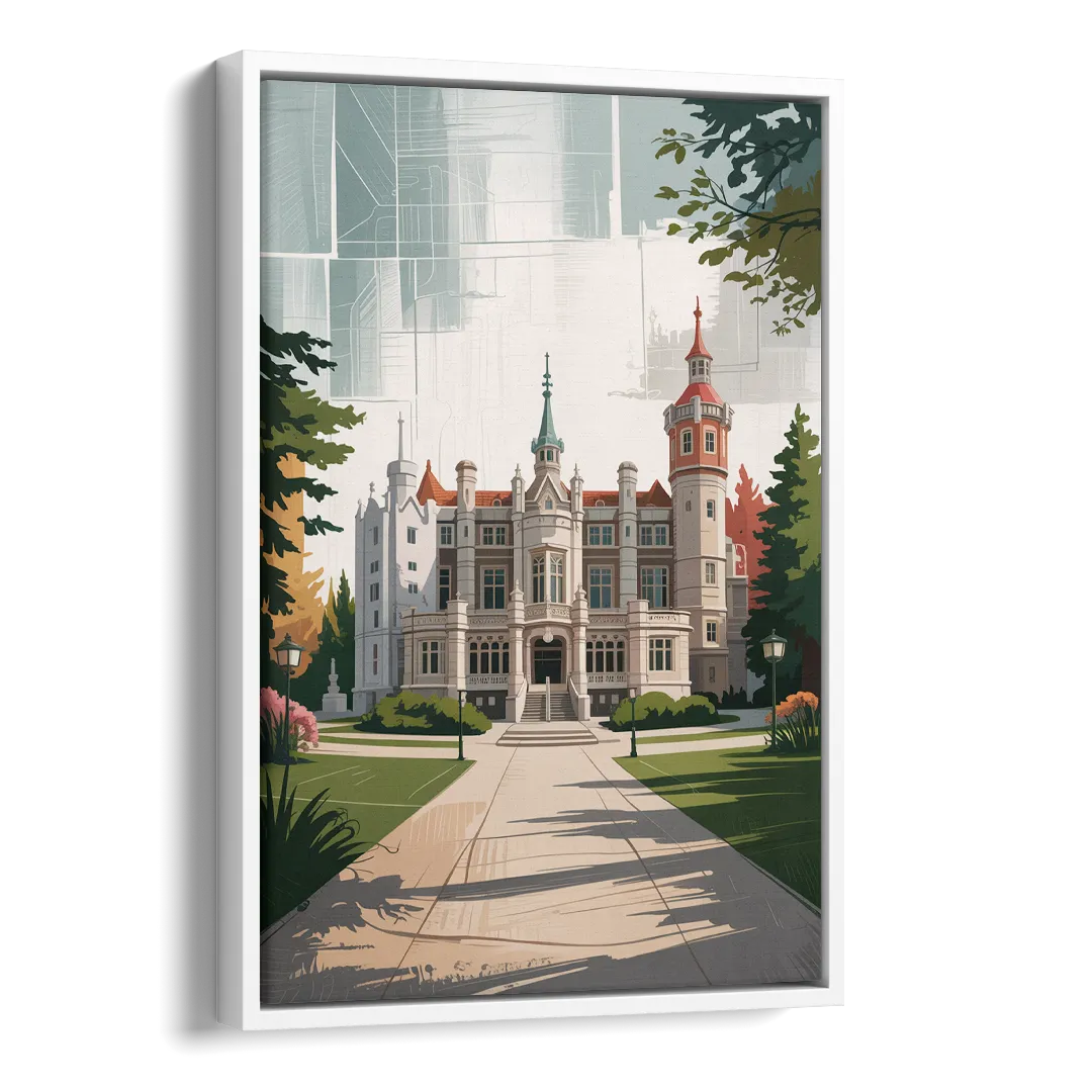 Casa Loma Historic View Side - White Canvas Wall Art