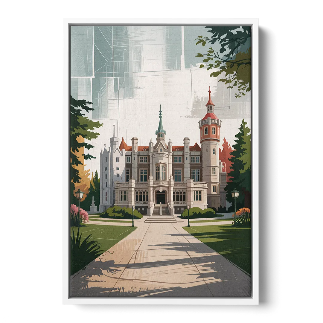 Casa Loma Historic View Front - White Canvas Wall Art