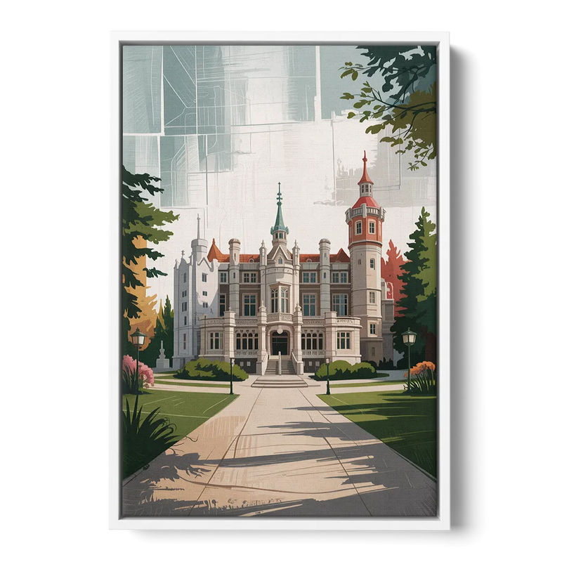 Casa Loma Historic View Front - White Canvas Wall Art