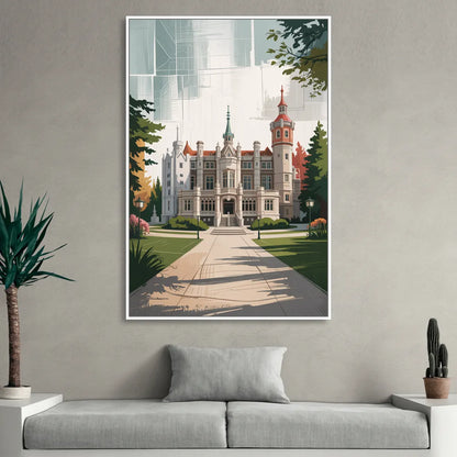 Casa Loma Historic View Sitting Room - White Canvas Wall Art