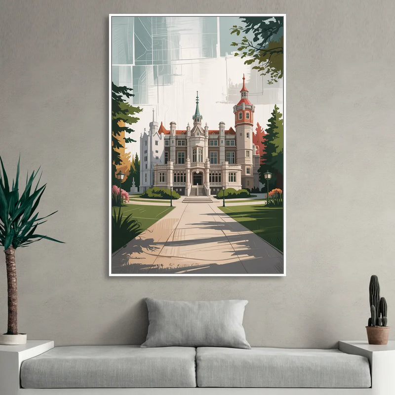 Casa Loma Historic View Sitting Room - White Canvas Wall Art