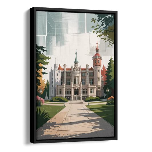 Casa Loma Historic View Side - Black Canvas Wall Art