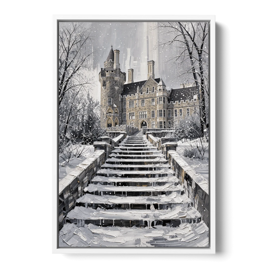 Casa Loma Historic View - White Framed Canvas Wall Art - Front