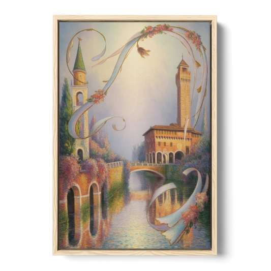 Castelvecchio Charm - Oak Framed Canvas Wall Art - Front