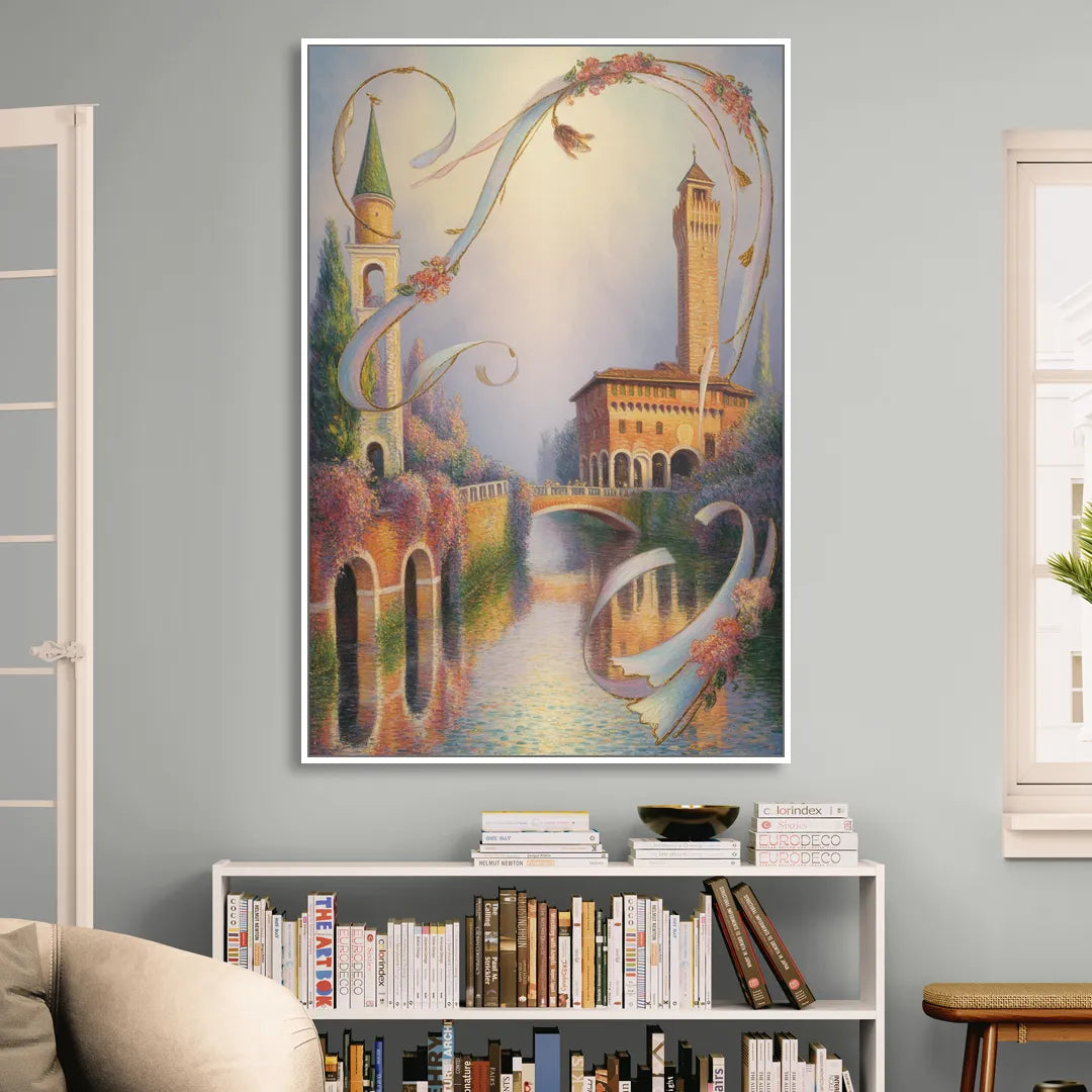 Castelvecchio Charm Living Room - White Canvas Wall Art