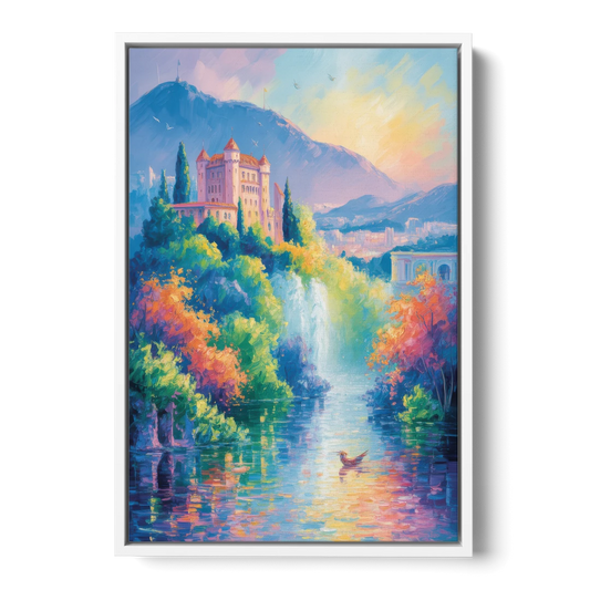 Castle Hill View - White Framed Canvas Wall Art - Front