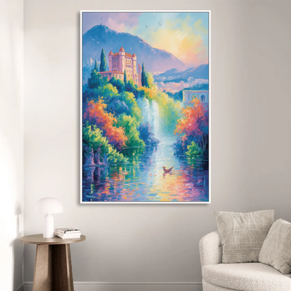 Castle Hill View Sitting Room - White Canvas Wall Art