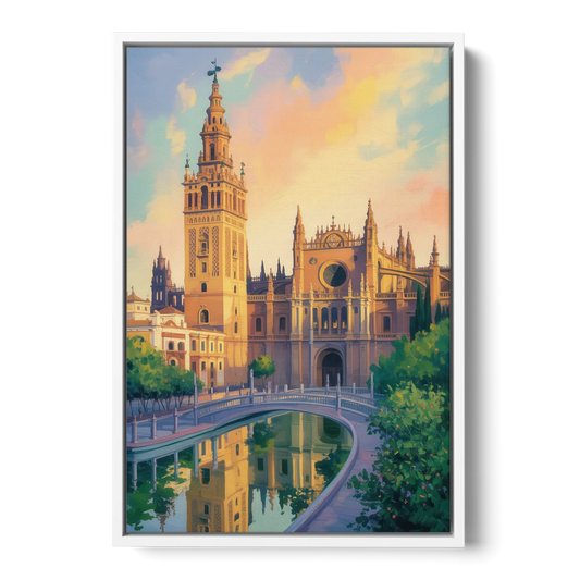 Cathedral Charm - White Framed Canvas Wall Art - Front