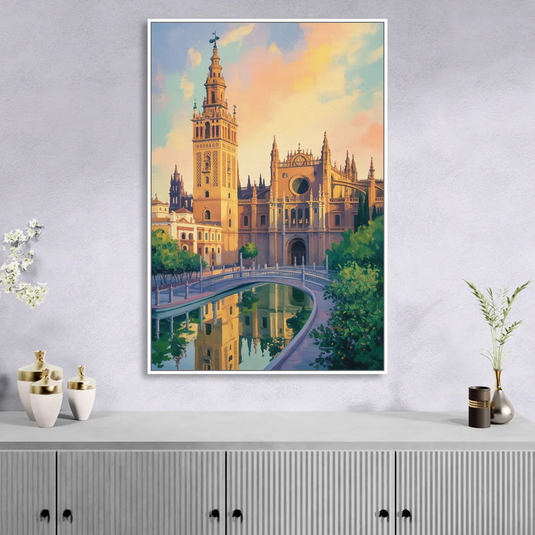 Cathedral Charm Sitting Room - White Canvas Wall Art