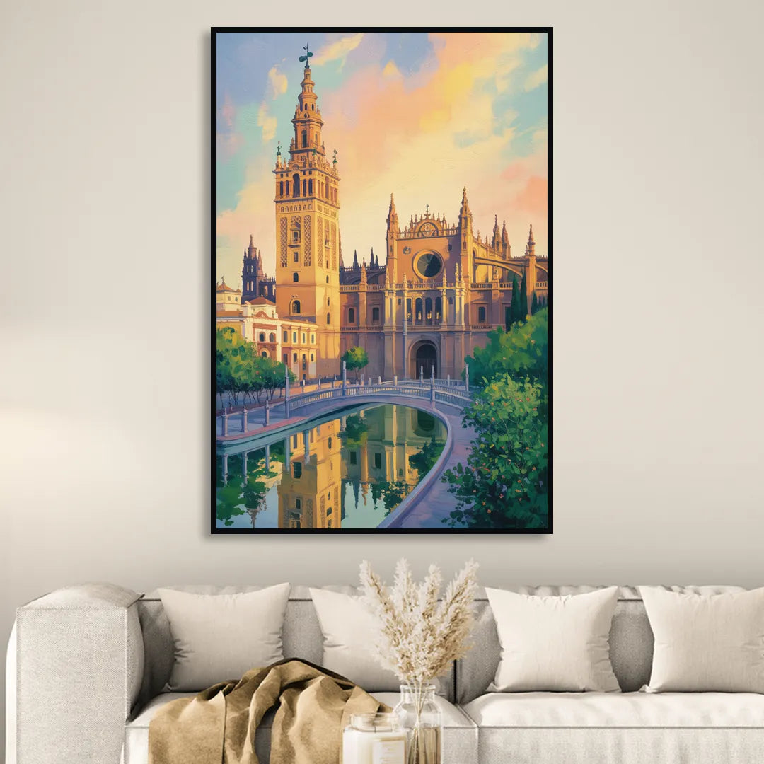 Cathedral Charm Sitting Room - Black Canvas Wall Art