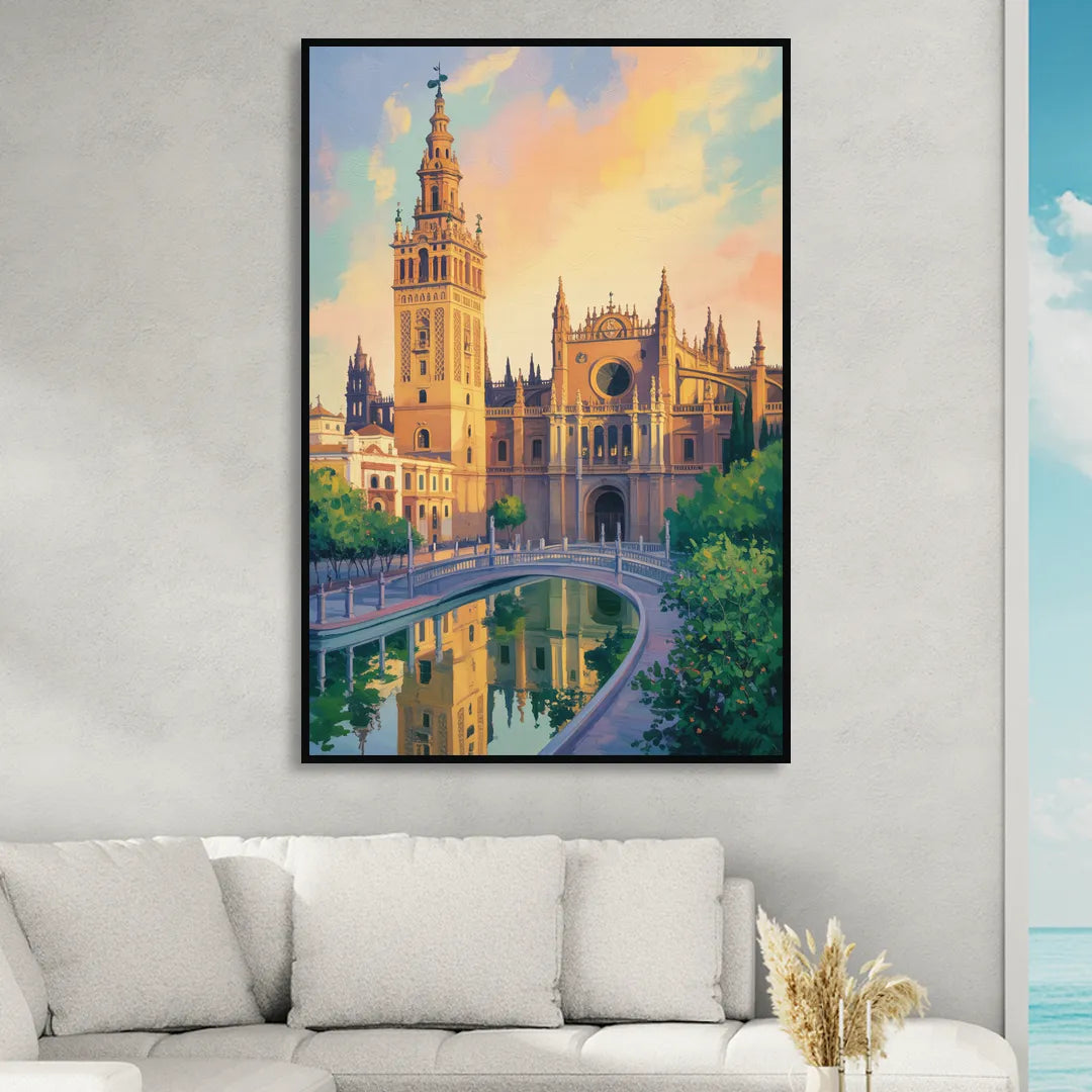 Cathedral Charm Living Room - Black Canvas Wall Art