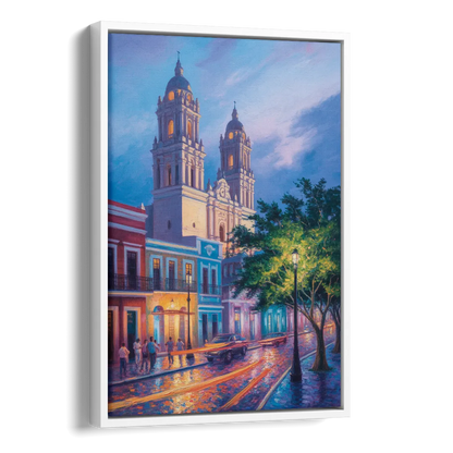 Cathedral of Campeche Side - White Canvas Wall Art