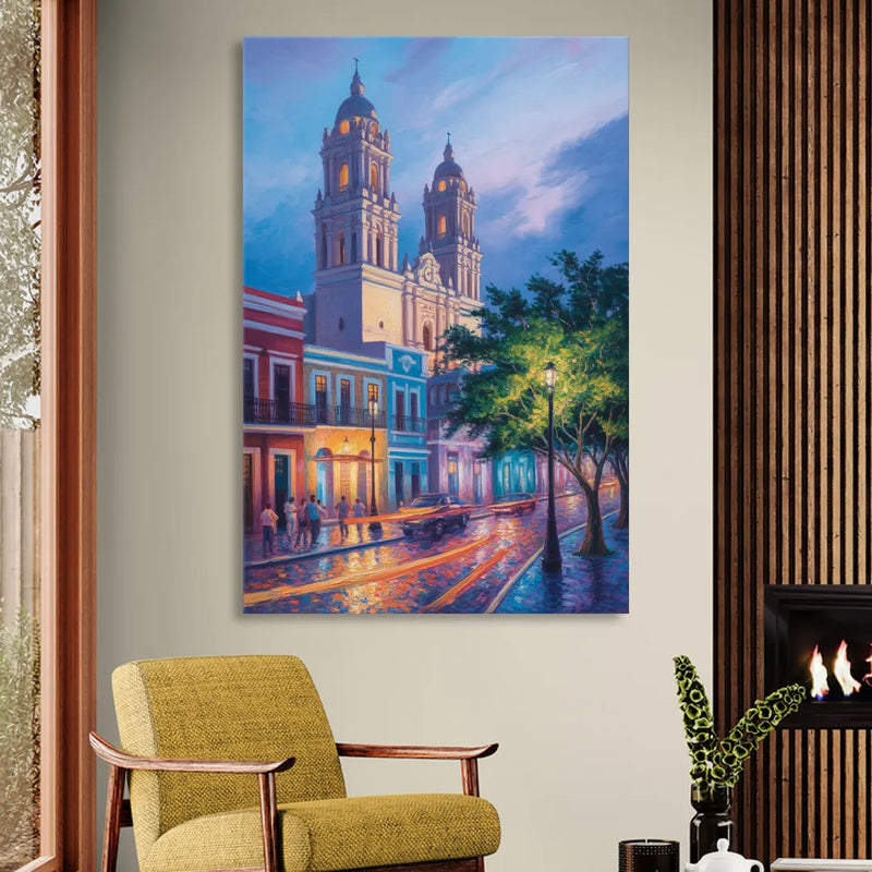 Cathedral of Campeche Living Room - Canvas Wall Art