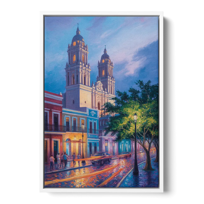 Cathedral of Campeche Front - White Canvas Wall Art
