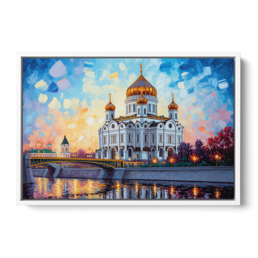 Cathedral of Christ Light - White Framed Canvas Wall Art - Front