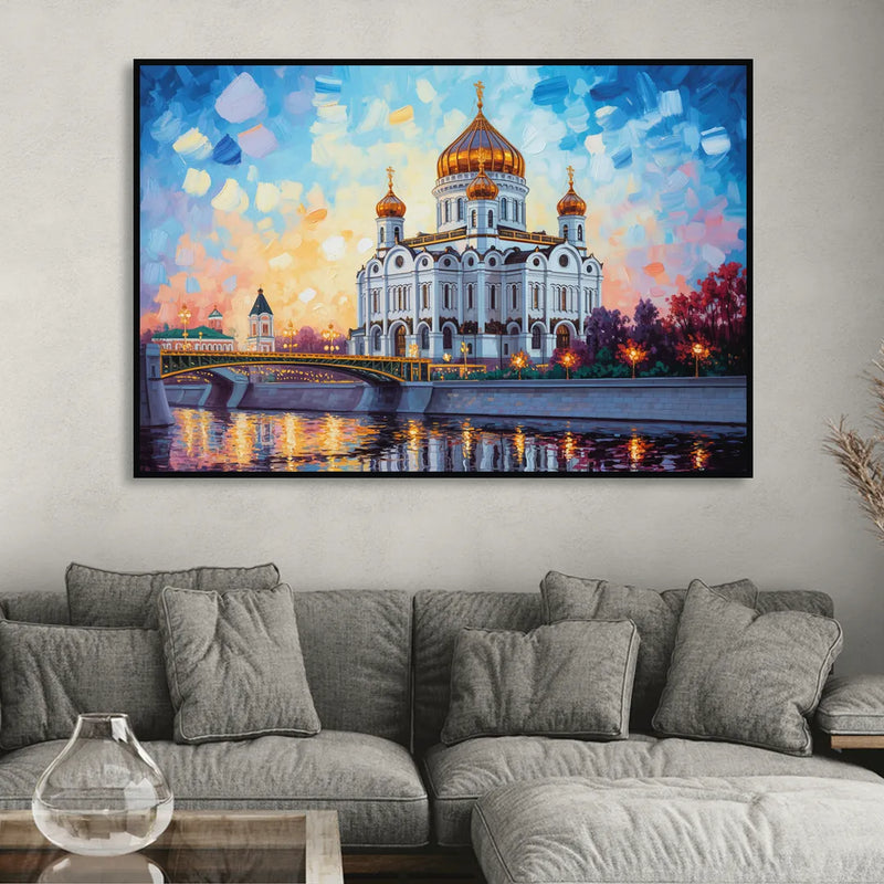 Cathedral of Christ Light Living Room - Black Canvas Wall Art