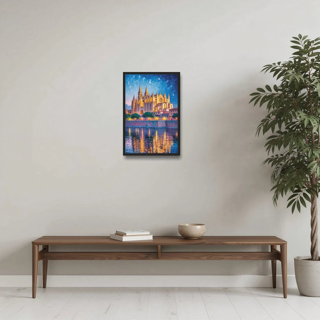 Cathedral of Santa Maria - Black Framed Canvas Wall Art - Coffee Table - 16x24