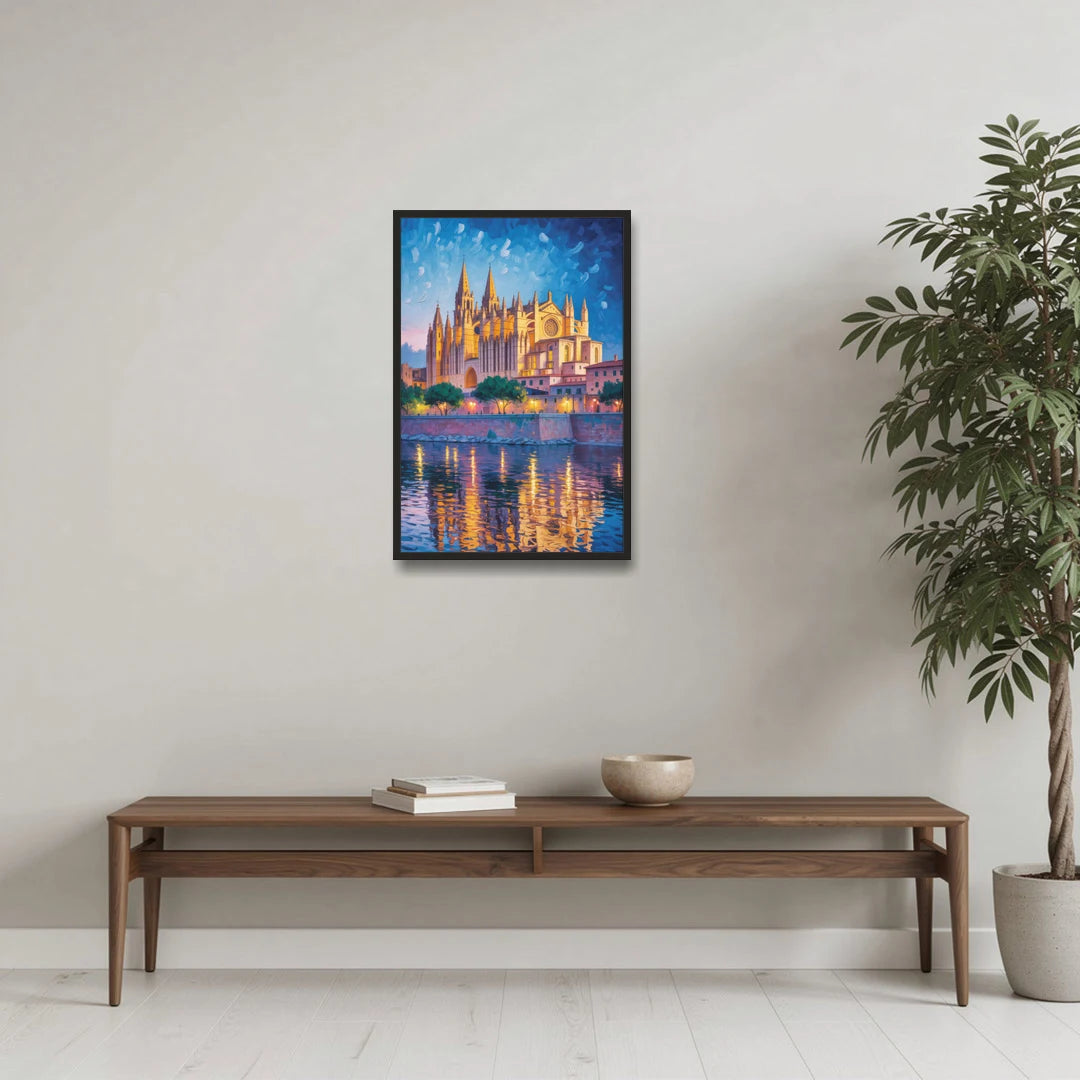Cathedral of Santa Maria - Black Framed Canvas Wall Art - Coffee Table - 20x30