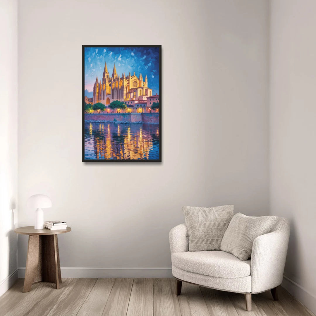 Cathedral of Santa Maria - Black Framed Canvas Wall Art - Sofa - 24x36