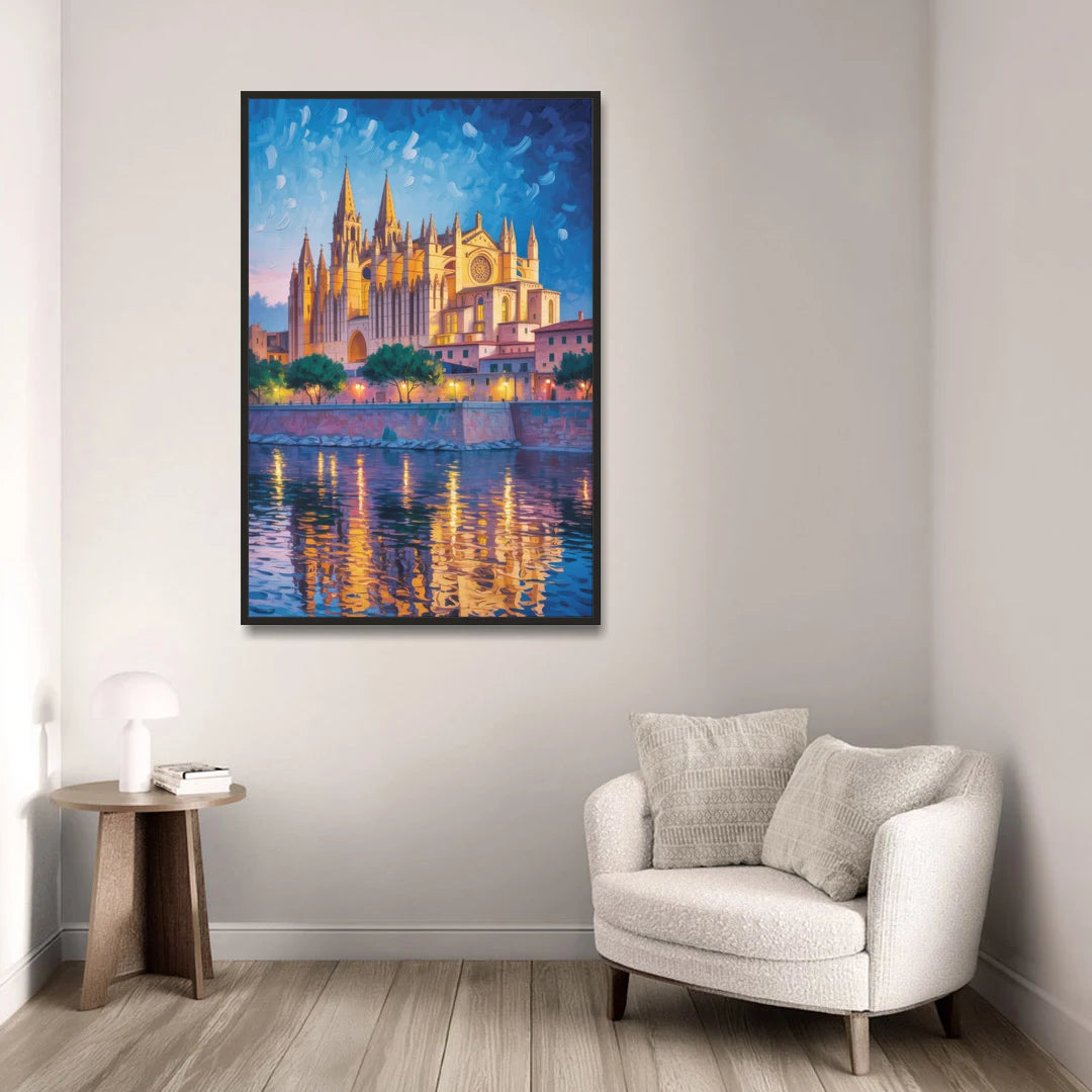 Cathedral of Santa Maria - Black Framed Canvas Wall Art - Sofa - 32x48