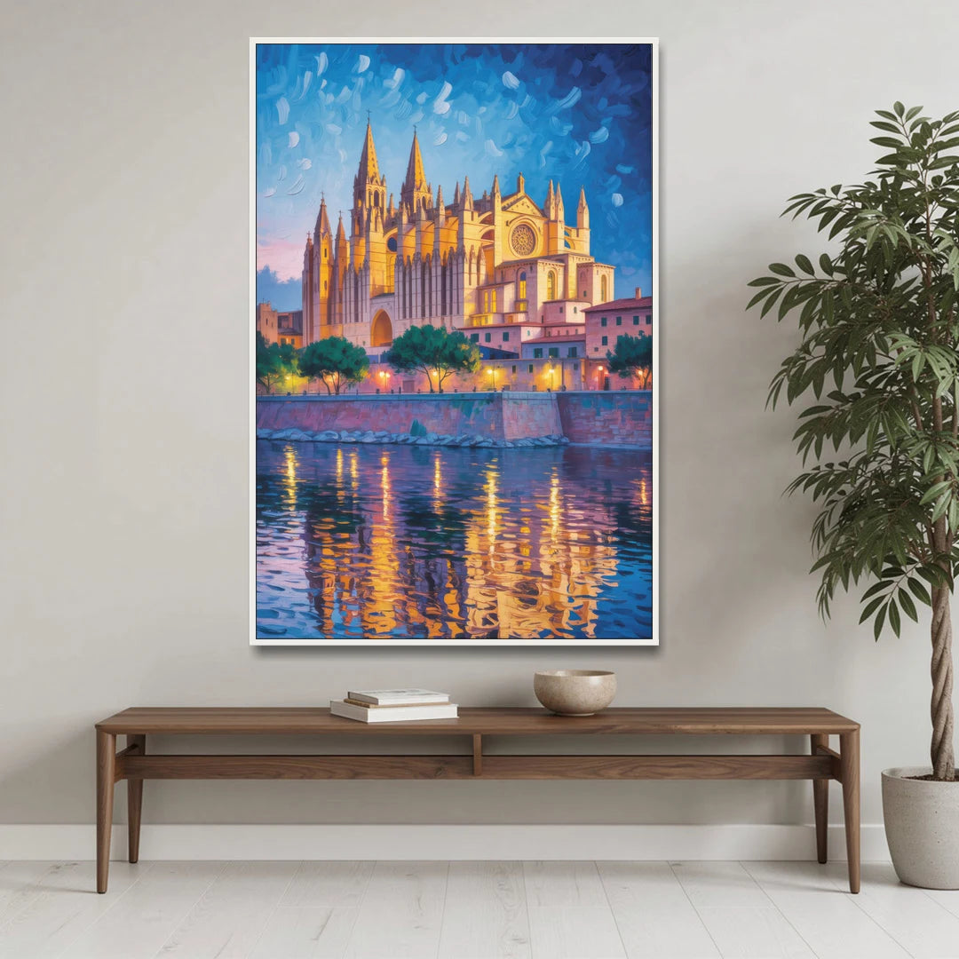 Cathedral of Santa Maria - White Framed Canvas Wall Art - Coffee Table - 40x60