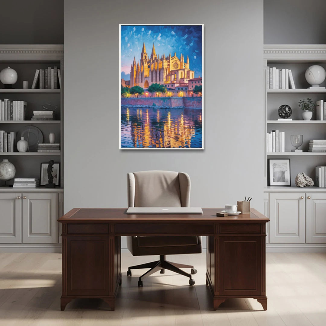 Cathedral of Santa Maria - White Framed Canvas Wall Art - Office - 32x48