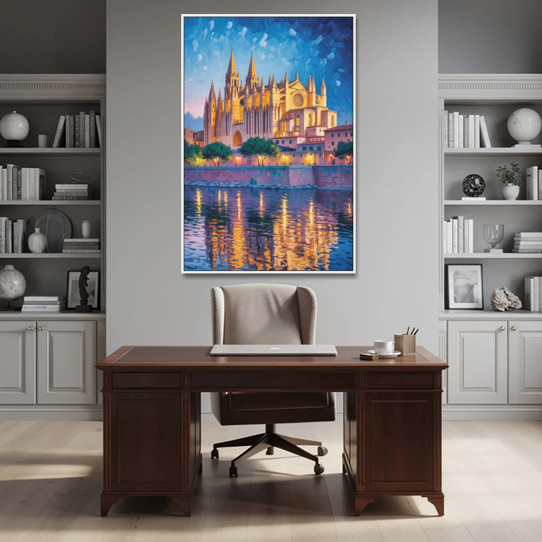 Cathedral of Santa Maria - White Framed Canvas Wall Art - Office - 40x60